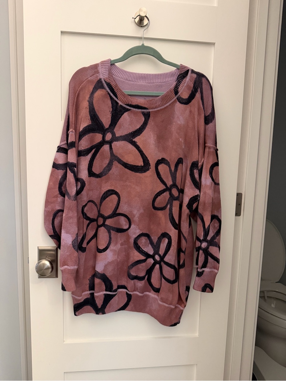 NATURAL LIFE Mauve Pink Floral Crewneck Sweater